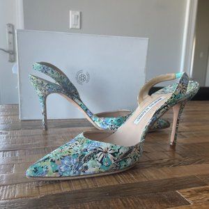 Manolo Blahnik floral Carolyne slingback sandals, size 40